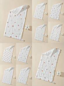 5/3条装随机婴儿纯棉六层纱布毛巾，新生儿浴巾，儿童面巾