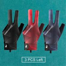 3 Pairs Of Three-Finger Left-Hand Billiard Gloves - Breathable And Anti-Slip, Suitable For Snooker And Billiards - Red/Blue/Black. - 3pcs-black Red Blue - View 7