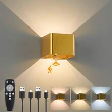 3-Color Wireless Motion Sensor Wall Light With Remote Control, 4000mAh Rechargeable Battery Powered LED Indoor Up/Down Wall Lamp, Dimmable Brightness, Suitable For Bedroom, Living Room, Corridor, Farmhouse - Three Colors + Remote Control - View 14