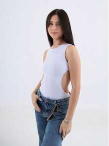 Girls' Tank Top Bodysuit In Premium Polyester Fabric,  Brand Children's And Youth Clothing. - 白色 - 查看 2