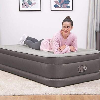 Bestway 69048 75" X 38" X 18"/1.91m X 97cm X 46cm Fortech Air Bed With Integrated Electric Pump Double Mattress With Euro Inflator