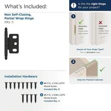 Amerock | Cabinet Hinge | 3/4 In. (19 Mm) Door Thickness | Full Inset | Partial Wrap | Ball Tip | Matte Black | Kitchen Cabinet Door Hinge | Single Hinge | Functional Hardware,PartialWrap,MatteBlack - 霧面黑色 - 查看 5