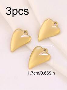 3 piezas de encantos de acero inoxidable con forma de corazón para hacer joyas DIY, hallazgos, aretes, pulseras, collares, decoración colgante - colgante - Ver 17