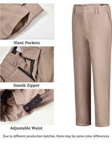 Boys Suits 3-Pieces Suit Set Toddler Tuxedos Dresswear Ring Bearer Outfit Wedding Blazer Pants Straps Formal Suits For Kids Suitable For Daily Wear, Awards Ceremony, Birthday Party Champagne Size 4-16Y - Khaki - View 9