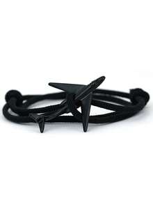 سوار يدوي مزدوج الطبقات من الحبل أسود بشكل طائرة للرجال، سوار معصم للرجال كإكسسوار