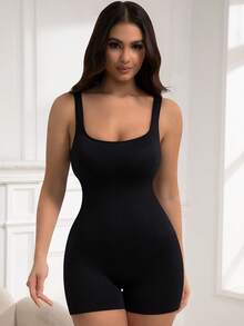 Women Shapewear Bodysuit Tummy Control Full Body Shaper Shorts Tank Tops Slimming Seamless Shaping Underwear - màu đen - Xem 3