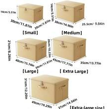 1 Hộp đựng đồ gấp gọn có khóa kéo và tay cầm, màu be, làm từ vải lanh polyester, hình vuông có nắp đậy, chắc chắn và bền bỉ, đa năng dùng để đựng quần áo, đồ chơi và các vật dụng khác, cũng thích hợp để trang trí nội thất, trang trí phòng ngủ, làm dải trang trí, đựng đồ, quần jean, v.v. - Màu be - Xem 11