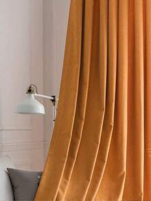 1pc Minimalist Orange Blackout Curtain Fabric, Suitable For Living Room, Bedroom, Balcony, Soft & Washable - Orange - View 2