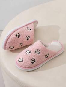Nuove pantofole chiuse da donna per autunno/inverno, con suola in EVA ricamata con simpatici orsetti, ricamo di animali alla moda, leggere e confortevoli per l'uso domestico - Rosa - Visualizzare 2