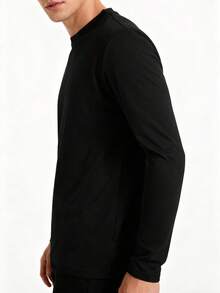 6-Pack,S-5XL Black Cotton Long-Sleeve Tees - Essential Crew Neck Shirts For Everyday Wardrobe Staple - 黑色 - 查看 7