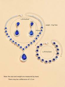 2-Layer Sunflower Diamond Necklace, Earrings & Bracelet Set, Wedding Accessories - 484798 Silver and Black Suit - View 10