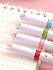 6-Color Wave Floral Pattern Highlighter Pens, Cute Outline Planner Pens Scrapbooking Back To School - 彩色 - 查看 9