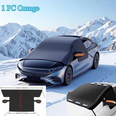 1pc 2025 Car Windshield Oxford Cloth Snow Shade, Sun Shade, All Season Universal Windproof, Anti-Snow, Anti-UV. High-Density Oxford Cloth, Wear-Resistant, Upgraded Thick Insulation, Cooling In Summer, Anti-Frost In Winter. Reinforced Edges + Elastic Windproof Strap, Won't Fall Off In Gales, Water-Resistant Coating Protects Glass. Quick Installation/Removal Without Tools, Foldable & Compact For Easy Storage, Fits Most Vehicle Models, Worry-Free Driving All Year Round