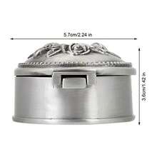 Caja de Joyería Vintage Organizador de Anillos de Aleación de Zinc Diseño Redondo con Flores Talladas Mini Cofre del Tesoro de Metal para Almacenamiento - pago - Ver 2