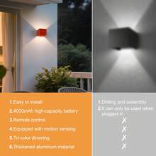 3-Color Wireless Motion Sensor Wall Light With Remote Control, 4000mAh Rechargeable Battery Powered LED Indoor Up/Down Wall Lamp, Dimmable Brightness, Suitable For Bedroom, Living Room, Corridor, Farmhouse - Three Colors + Remote Control - View 9