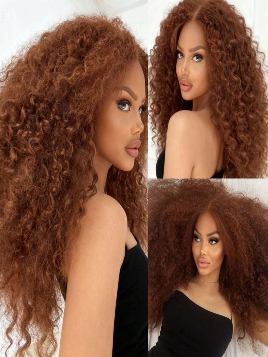 Ginger Orange Kinky Curly Closure Wig Put On And Go Glueless Wigs Human Hair 13x4 HD Lace Front Wigs Human Hair Pre Plucked With Baby Hair Ready To Wear Deep Wave Lace Frontal Wigs For Women Beginner Friendly - SG.Orange - Xem 1