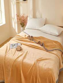 1 einfarbige Milchvelour-Decke, weiche Polyesterdecke mit leichtem Luxusstil, modisch, einfach, bequem und weich, multifunktionale warme Überwurfdecke, geeignet für Schlafzimmer, Wohnzimmer, Sofa, Camping, Büro und Reisen, Raum- und Schlafzimmerdekoration, maschinenwaschbar, leicht zu pflegen, geeignet für alle Jahreszeiten - Weizengelb - Übersicht 5