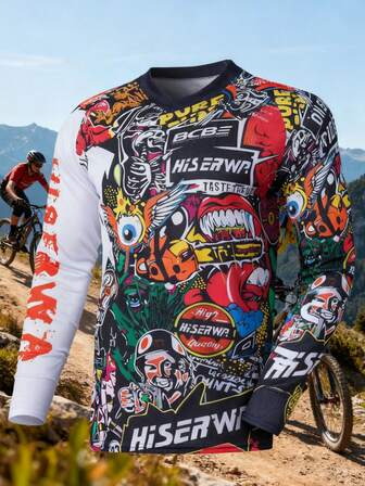 HISERWA 2025款山地自行车运动服 赛车服 MTB BMX ATV 速降摩托车 DH 越野摩托车T恤 男士健身T恤 长袖T恤 速干透气T恤