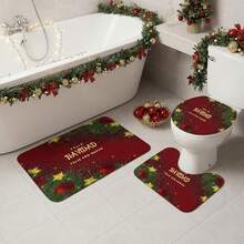 NIERBO Juego de 3 Fundas para Asiento de Inodoro y Alfombra de Navidad, Feliz Navidad, Feliz Ano Nuevo, Decoracion Navidena, Decoracion de, Decoracion del Hogar 50x80cm (Rojo-GK-12) - Rojo-GK-12 - Ver 8