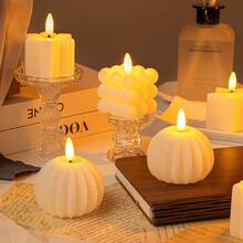 Bougies LED sans flamme de forme créative en vinyle, multi-styles, à piles, veilleuse, décoration de maison, fête, éclairage d'ambiance pour les vacances - Multicolore - Voir 5