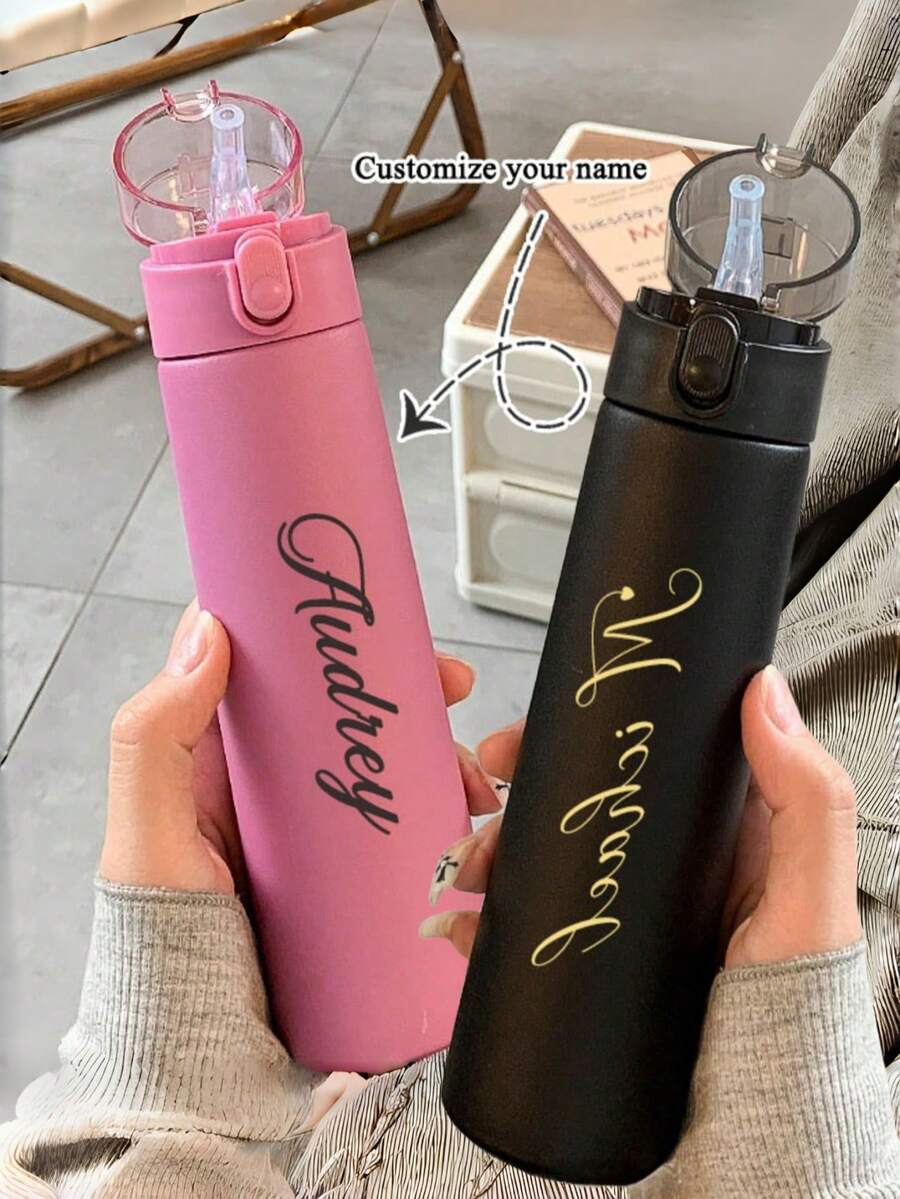 1个定制250毫升迷你保温水瓶，9盎司不锈钢小奶茶杯，女士保温水瓶带内置吸管，便携式真空保温杯，简约、现代、波西米亚、可爱、无与伦比，适合户外、运动、健身、旅行、四季皆宜、办公室饮水杯，时尚设计 - 保溫杯 - 查看 1