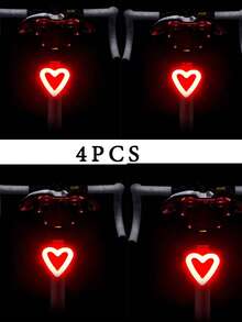 1pc Usb Rechargeable Bike Light, Heart-Shape Round Led Bicycle Front And Rear Caution Light, Waterproof Bicycle Tail Light With Cob Technology For Night Riding Lighting Equipment