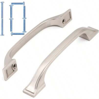 Koofizo - Tirador de arco para armario níquel cepillado mate 96 mm de espaciamiento de tornillos 10 unidades para puerta de armario de cocina cajón de dormitorio armario de baño