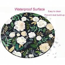Round  Pad, Floral  Pad, Washable Pads With Lycra Cloth, Non-Slip Rubber Base Small Wireless  Pads For Office Laptop, Flowers,35Floral - 35花香 - 查看 4