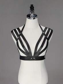 Retro Punk Style PU Leather Women's Vest Strap, Fashion Versatile Waist Belt/Corset Strap, Suitable For Daily Wear To Create Punk Look