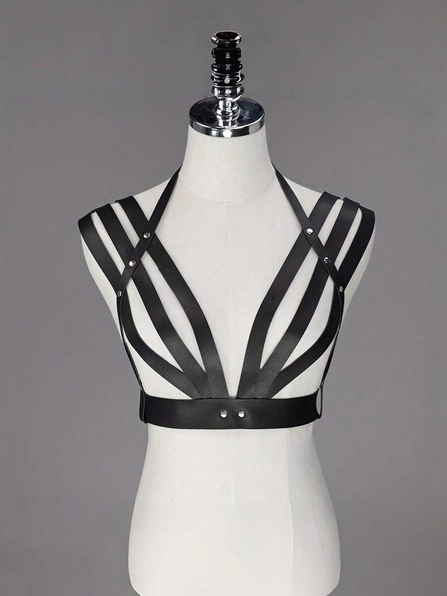 Retro Punk Style PU Leather Women's Vest Strap, Fashion Versatile Waist Belt/Corset Strap, Suitable For Daily Wear To Create Punk Look