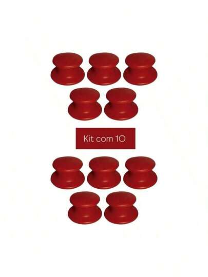 KITS COM ATÉ 10 POMEL VERMELHO E PRETO DE PLASTICO PARA TAMPA DE PANELAS E FRIGIDEIRAS