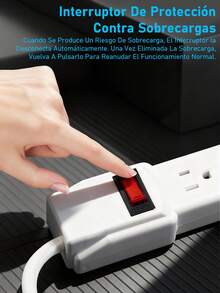 Multicontacto Extension, Regleta Multicontacto De 6 Tomas, Extensión Plana, Multicontacto Cable Largo, Extensión Con Protector De Sobretensióncon Un Interruptor De Protección Admite Carga Rápidapara Salón, Dormitorio, Cocina, Garaje Y Oficina - Blanco--A - Ver 7
