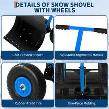 Danolapsi Snow Pusher With Wheels For Driveway,Heavy Duty Steel Blade,Angle Adjustment Handle,Ergonomic Push Snow Shovel For Effortless Snow Removal - Blue - View 8