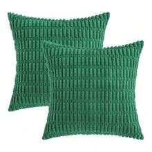 MIULEE Pack Of 2 Christmas Green Corduroy Decorative Euro Sham Pillow Covers 24x24 Inch Soft Boho Striped Throw Pillow Covers Modern Farmhouse Home Decor For Sofa Living Room Couch Bed,2224inchx24inchPackof2 - 2224英寸x24英寸,2個裝 - 查看 7