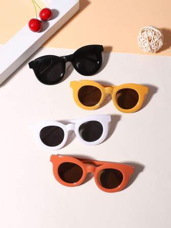4PCS Boys And Girls 4-8Y Casual Candy-Colored Cute Round Frame Fashion Glasses, Suitable For Holiday Outings, Festival Gifts, And Parties