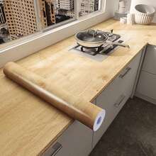 Holzoptik Vinyl Selbstklebend, Küchen Vinyl Folie für Möbel Aufkleber, Holzoptik Klebefolie Rolle, Möbel Verschönerung naturgetreue Maserung Kontaktpapier Selbstklebende Tapete, Eiche - Senfgelb - Übersicht 9