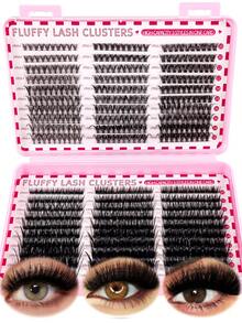 200 件簇状睫毛，D 卷浓缩单卷睫毛延长，化妆工具，用于在家制作自然和戏剧性的 DIY 假睫毛，睫毛簇，单根睫毛，睫毛，假睫毛