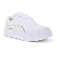 Women's Casual White Sneakers For New Year's Eve. New Release Women's Sneakers For Sports, Gym, Running, Walking, And The New Year. - 金色 - 查看 1