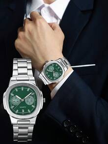 Men's Business/Casual Quartz Watch With Calendar Function And Rivet Dial, Suitable For Daily Wear, Birthday Gift, Party And Holiday Gatherings - Also An Excellent Choice To Gift To Family And Friends (Watch Box Not Included) - Silver - View 6