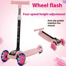 Patineta plegable y rueda LED - patineta plegable de 3 ruedas con Luz LED | patineta plegable de 3 ruedas con Luz LED para principiantes - adecuada para viajes, juegos al aire libre, viajes, camping - Negro - Ver 6