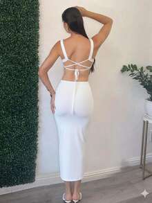 Sweetheart Neckline Suplex Dress, Formal And Evening Wear, Maternity Dress - 白色 - 查看 3