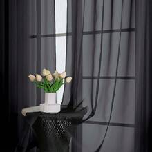 OWENIE Black Sheer Curtains, Sheer Curtains 96 Inches Long 2 Panels Set, Rod Pocket Voile Fimly Sheer Drapes For Living Room/Bedroom, 2pcs, Each 59inch W X 96inch L,59inchWx96inchL(Packof2),Black - Black - 查看 7
