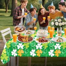1/3pcs St. Patrick's Day Tablecloth, Rectangular Clover Tablecloth, Lucky Irish Shamrock Tablecloth, Suitable For St. Patrick's Day Restaurant Party, 54x108inch