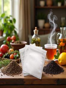 10/100/200/300/500个装无纺布茶包过滤袋 - 可重复使用，密封，不掉毛，适用于餐厅、咖啡馆和家庭使用 - 非常适合散装茶叶、香料和草药，无纺布抽绳茶包，一次性茶包，香草包，汤包，用于冲泡、烹饪，厨房工具，返校季。 - 彩色 - 查看 6