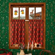 Christmas Kitchen Curtains Winter Holiday Pattern Cafe Small Short Tier Window Curtains For Living Dining Room Decor - Multicolor - View 5
