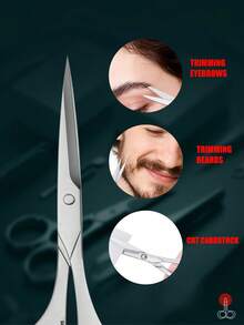 1把高品质不锈钢修容剪刀，多用途，可用于修眉、修胡、修剪头发，手工制作，男女通用，不锈钢美容工具 - 銀色 - 查看 5