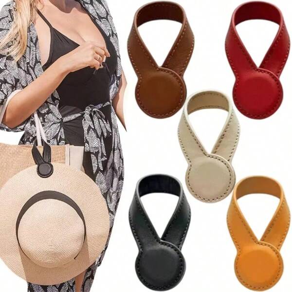[Faux Leather Clip] Magnetic Hat Clip - 1 Pack Portable Wall-Mounted Hat Rack | Magnetic Clasp Design, Fashionable For Handbags, Wallets, Travel Accessories, Hat Organizer | Minimalist Appearance, Smooth Texture, Bag Accessories, Practical Hook, Streamlined Design, Minimalist Accessory, Accessory Collector