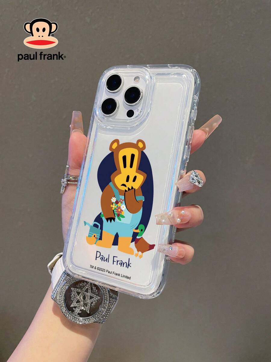 Ốp lưng điện thoại đệm khí trong suốt Paul Frank được cấp phép chính thức, bảo vệ toàn thân chống rơi hình mặt khỉ kèm nắp camera, thiết kế mới tương thích với iPhone 13/14/15/16/17 Pro Max - Nhiều màu - Xem 1