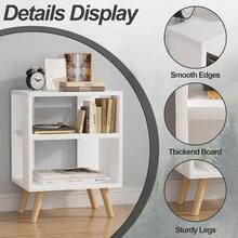 Bedside Table, Modern Open Storage Side Table, Double-Tier Nightstand, Suitable For Small Spaces, Living Rooms, And Bedrooms. - trắng - Xem 3