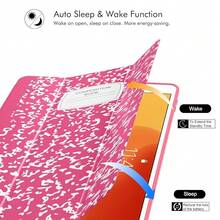Case For IPad 9th Generation 2021/8th Gen 2020/7th Gen 2019 With Pencil Holder - Premium Shockproof Case With Soft TPU Back Cover & Auto Sleep/Wake For IPad 10.2 Inch, Book Hot Pink,A-BookHotPink - A-bookHotPink - View 8